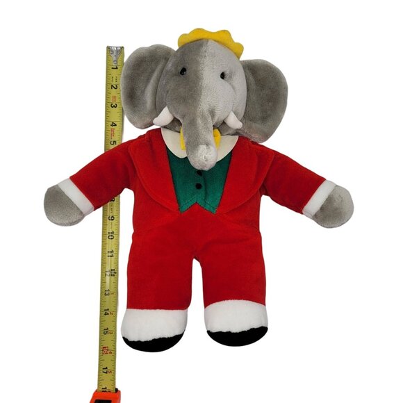 Gund Babar Plush Gray 16" Red Green Suit Crown King Elephant Stuffed 1988 VTG - Picture 10 of 10